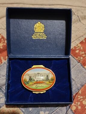 Halcyon Days Enamels Greenbrier Resort Pill Trinket Box